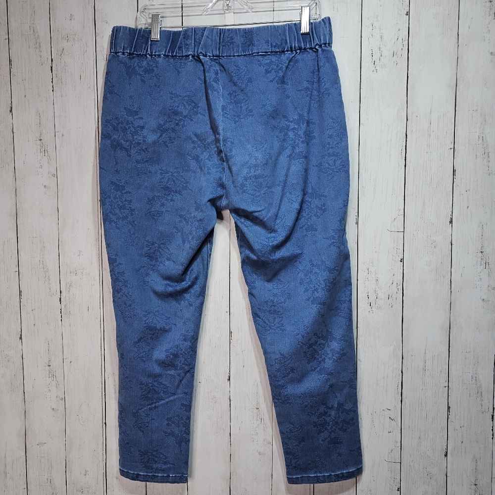 Soft Surroundings Blue Floral Print Jean Stretch Denim Jeggings Size XL Petite. - Picture 6 of 7